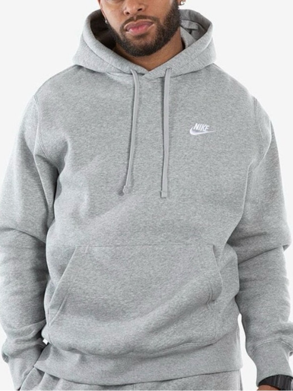 Nike Men's Club Fleece Pullover Hoodie Sweatshirt in Grey Heather Size Medium